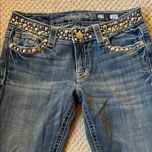 Miss Me Blue Jeans with Gold Studs